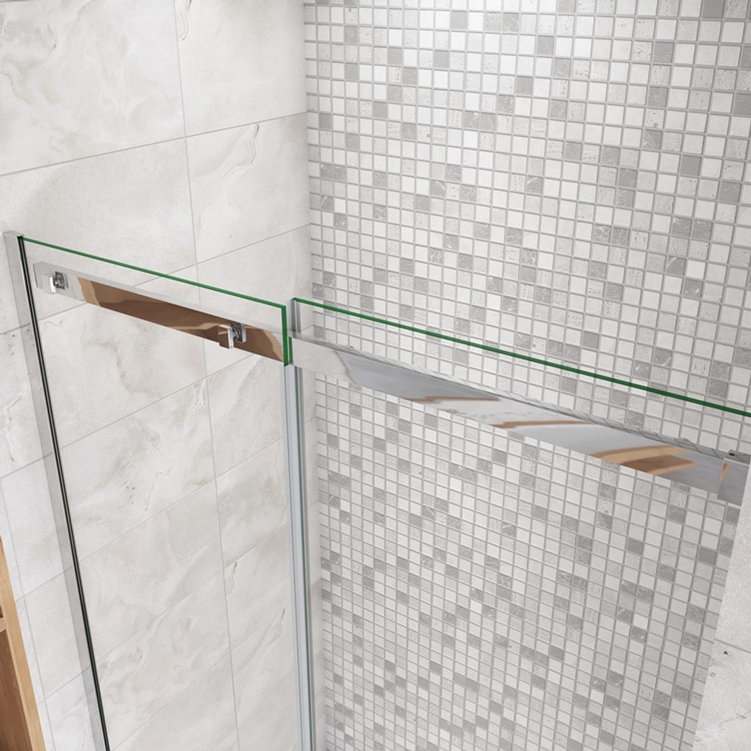 Duschparadies Nischentür Duschtür 100x195cm Schiebetür 6mm Sicherheitsglas Dusche Duschabtrennung Hochglanz Verchromt_7