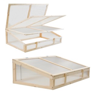 TRUTZHOLM Frühbeetaufsatz aus Holz, 120x80cm, mit geöffnetem und geschlossenem Deckel.