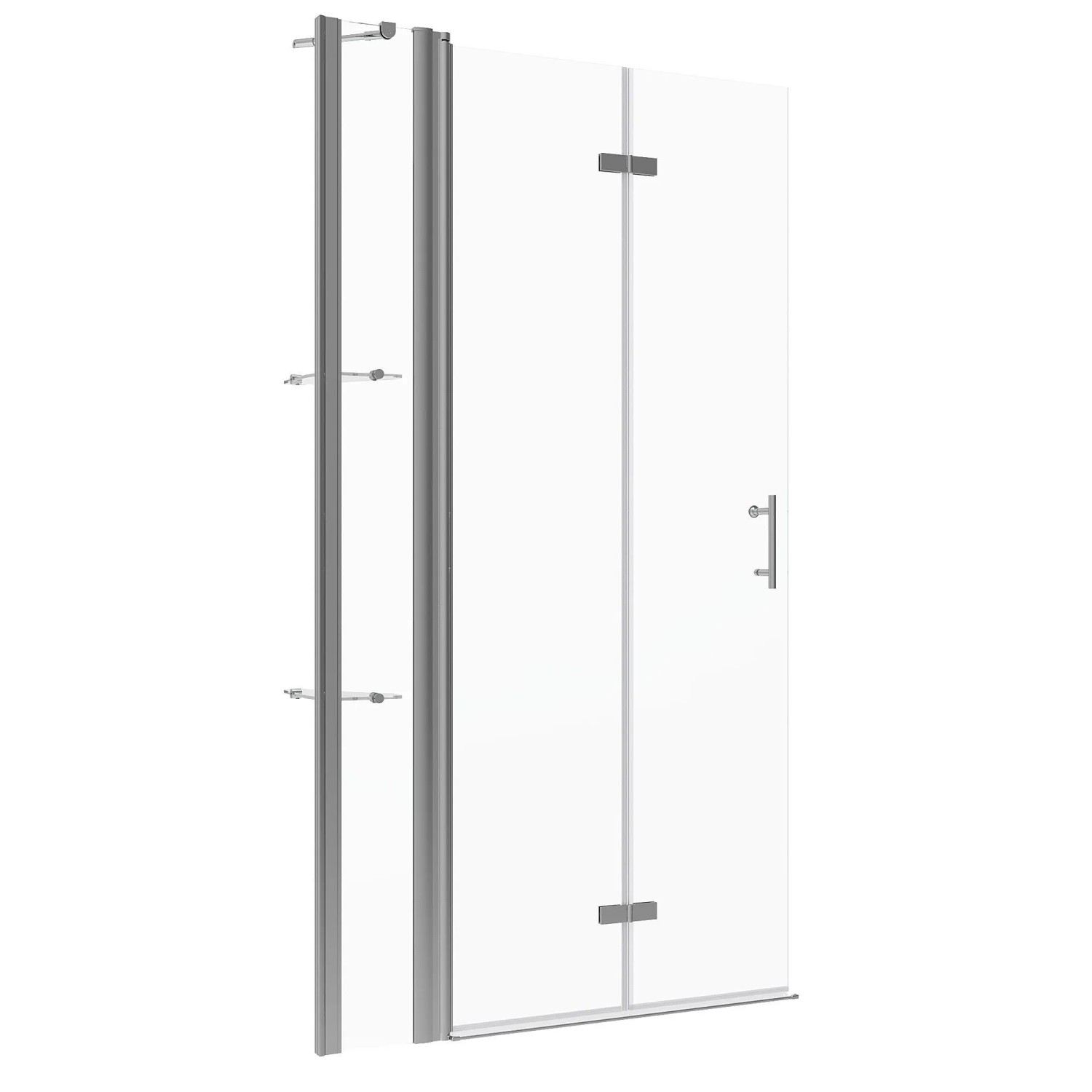 Aquabatos Badezimmer Duschwand Walk-In Faltbar mit Duschablage 140 x 197 cm Rahmenlos 6 mm Einscheibensicherheitsglas mi...