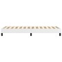Weißes Boxspringbettgestell 90x200 cm aus Kunstleder, mit Holzlattenrost und schwarzen Beinen.