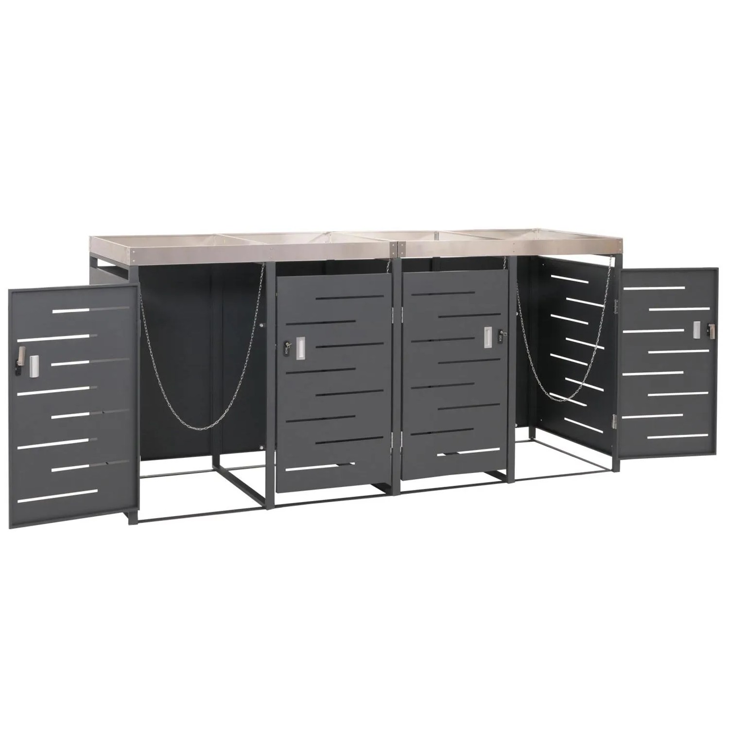 PROREGAL Mülltonnenbox 4er 125x264x84cm 80-240 Liter_4