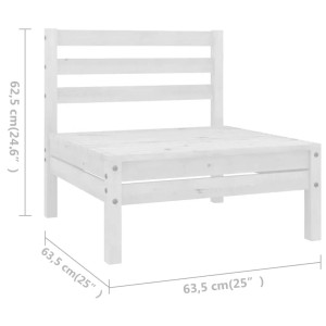 Weißes Gartenmöbel-Set aus Kiefernholz, bestehend aus Eck- und Mittelsofa sowie Hocker/Tisch.