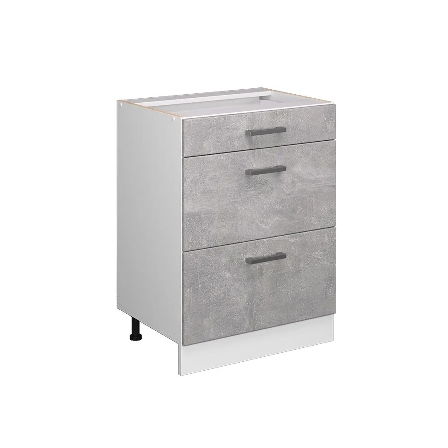 Vicco Küchenunterschrank R-Line Beton Weiß 60 cm mit Schubladen ohne Arbeitsplatte