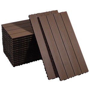 CCLIFE WPC Terrassendielen Balkon Boden Braun 60 x 30 x 2 cm 17 Stück 3,06 m²