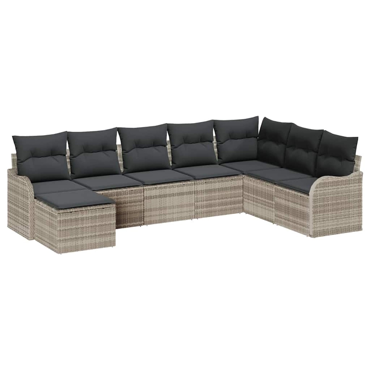 vidaXL 8-Teiliges Gartensofa-Set mit Kissen in Hellgrau aus Poly Rattan 335 günstig online kaufen