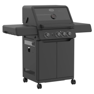 Schwarzer Rösle Gasgrill Allflame Peer 3 mit Heatspire-Brennern und Crispzone.