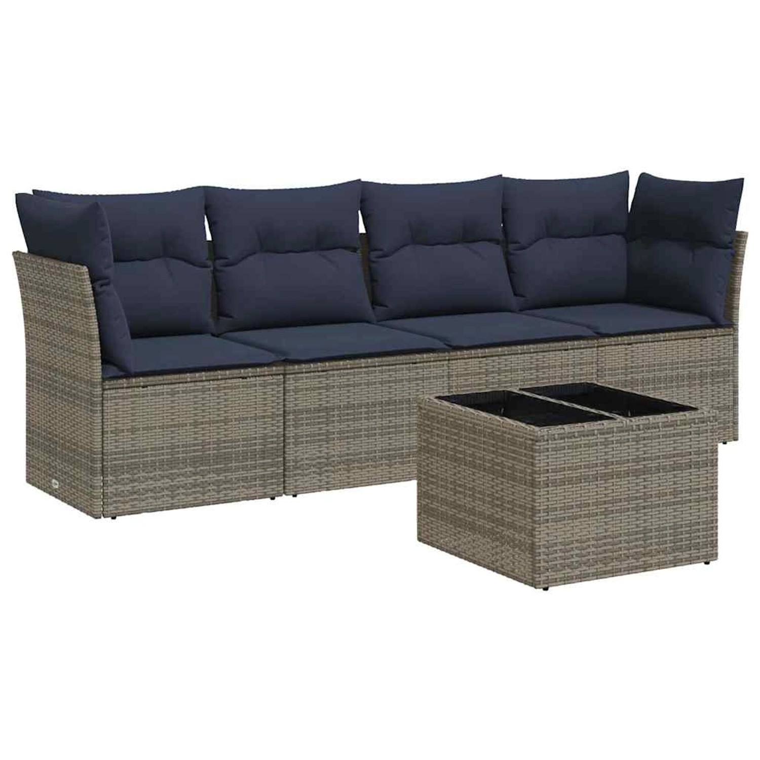vidaXL 5-Tlg Garten-Sofagarnitur mit Kissen Grau Poly Rattan 3217241 günstig online kaufen