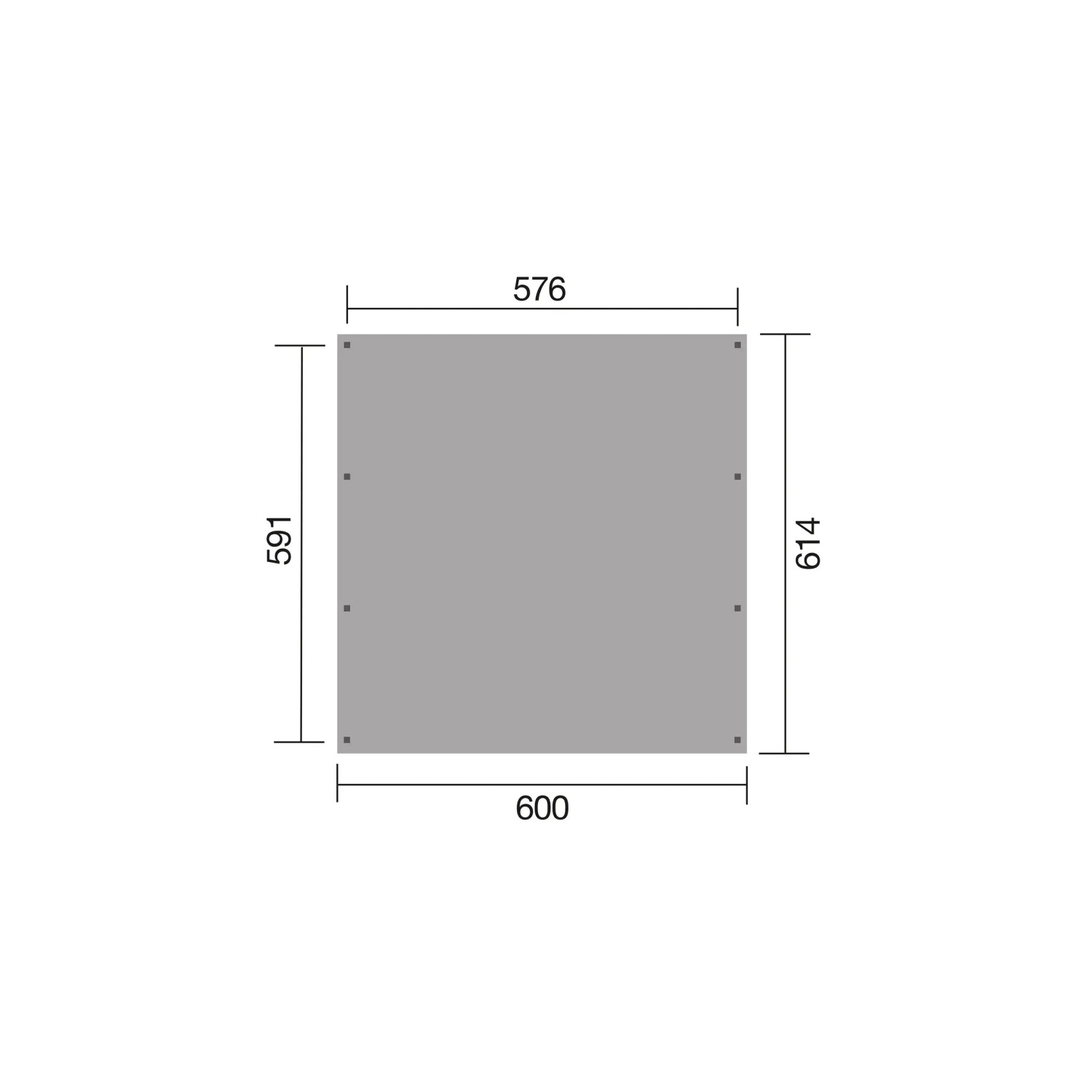 Draufsicht WEKA Doppelcarport 609 mit Maßen (600x614cm) für Planung.