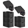 PROREGAL SparSet: 5 schwarze Euroboxen (65L) mit Deckel. Stapelbare Aufbewahrungsboxen mit Griffen.