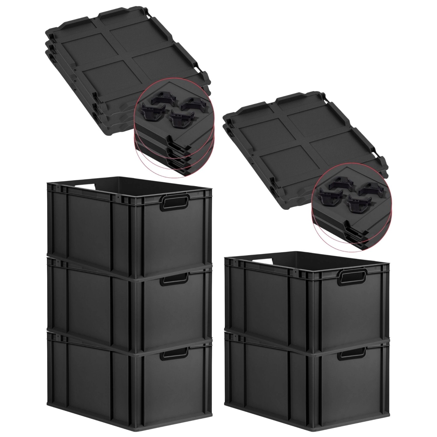 PROREGAL SparSet 5x Eurobox Nextgen Color Mit Auflagedeckel HxBxT 32x40x60c günstig online kaufen