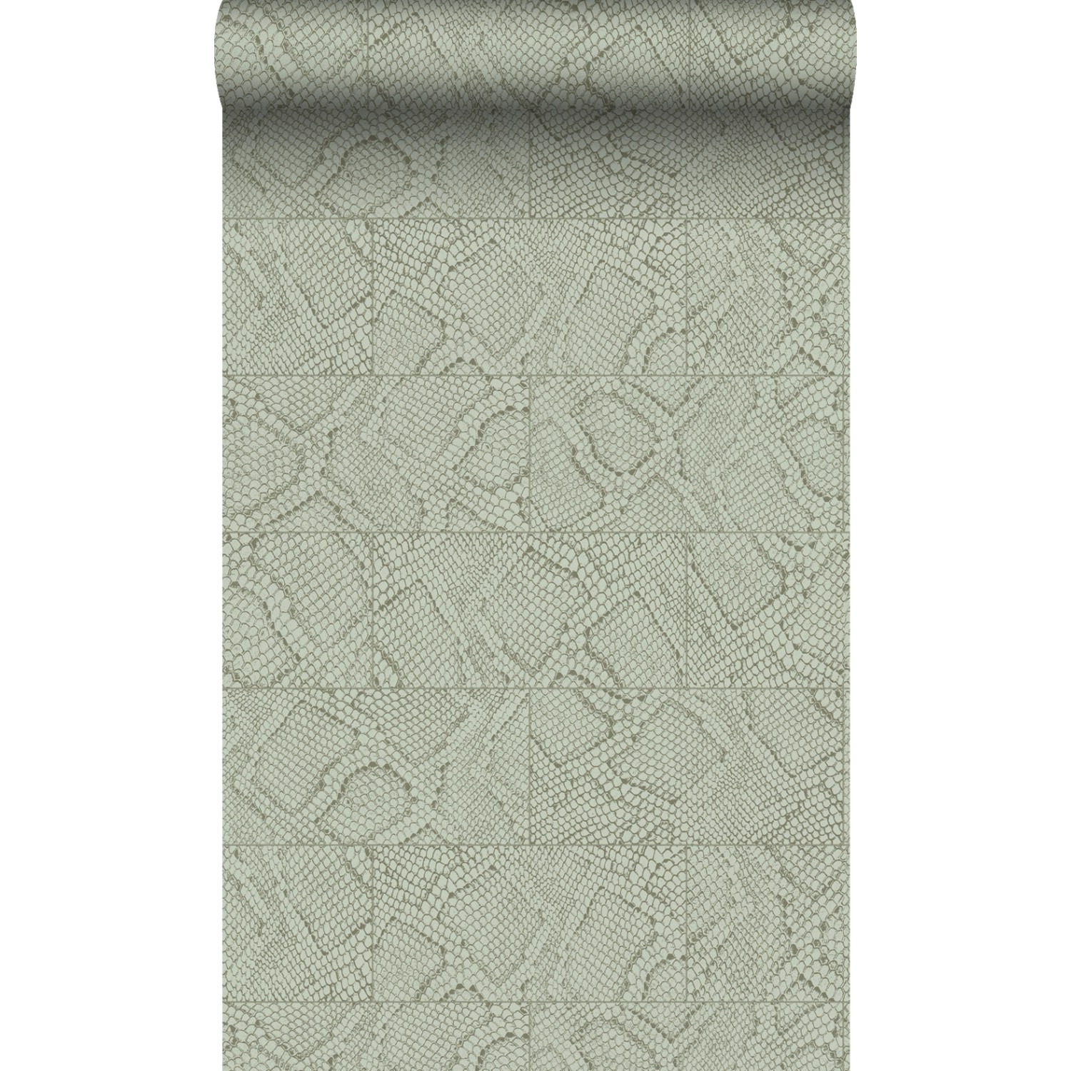 Origin Wallcoverings Tapete Fliesenmuster mit Schlangenhaut-Motiv Hellgrau günstig online kaufen