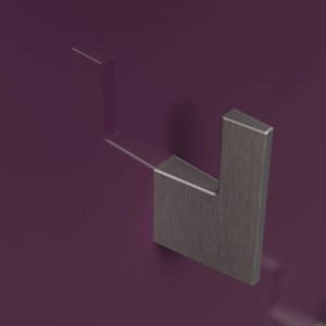 Detailaufnahme: Posseik Garderobe Elite mit Haken, brombeerfarbenes Paneel.