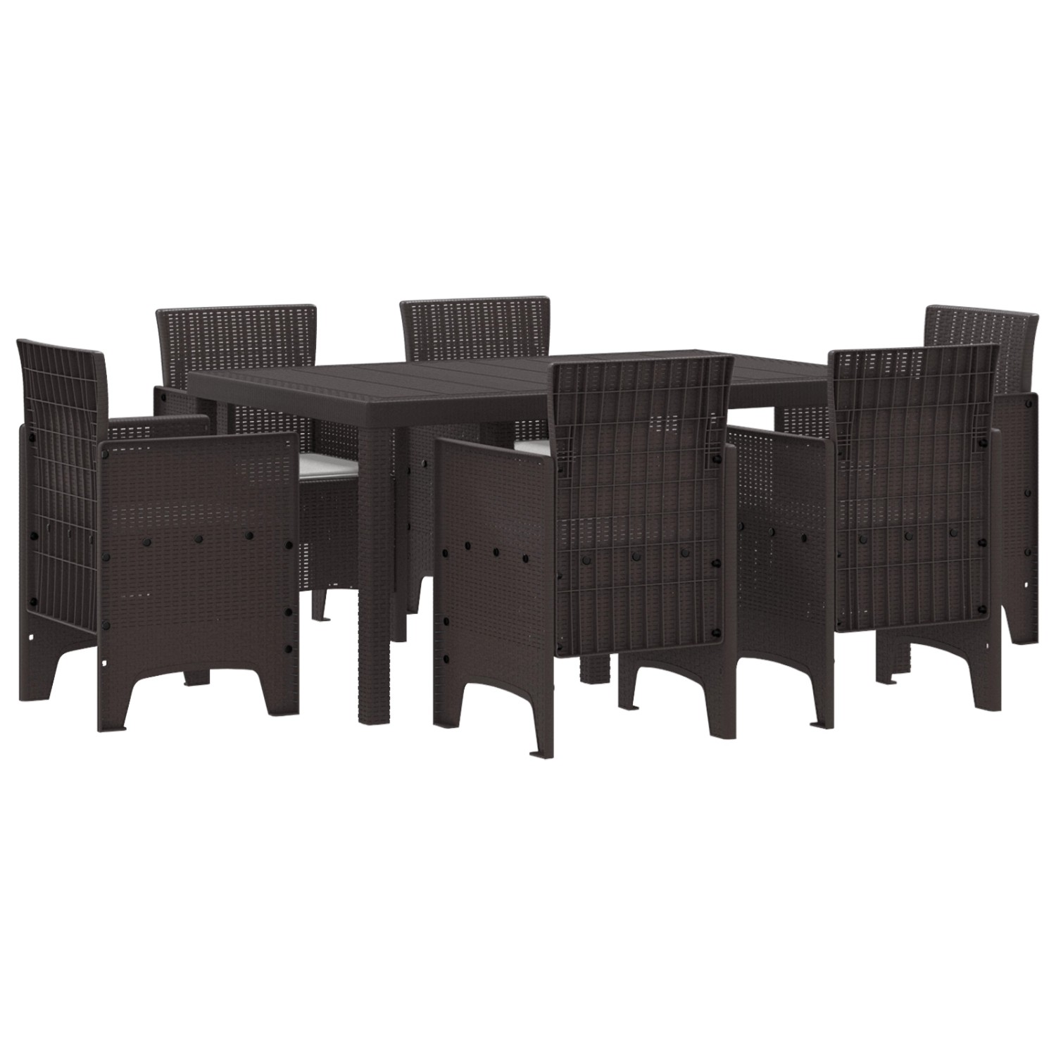 vidaXL 7-Teiliges Garten-Dining-Set mit Kissen Braun Poly-Rattan 3378559 günstig online kaufen