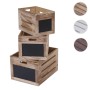3er-Set MCW Holzkisten E11 in Naturbraun, stapelbare Aufbewahrungsboxen mit Tafelfront.