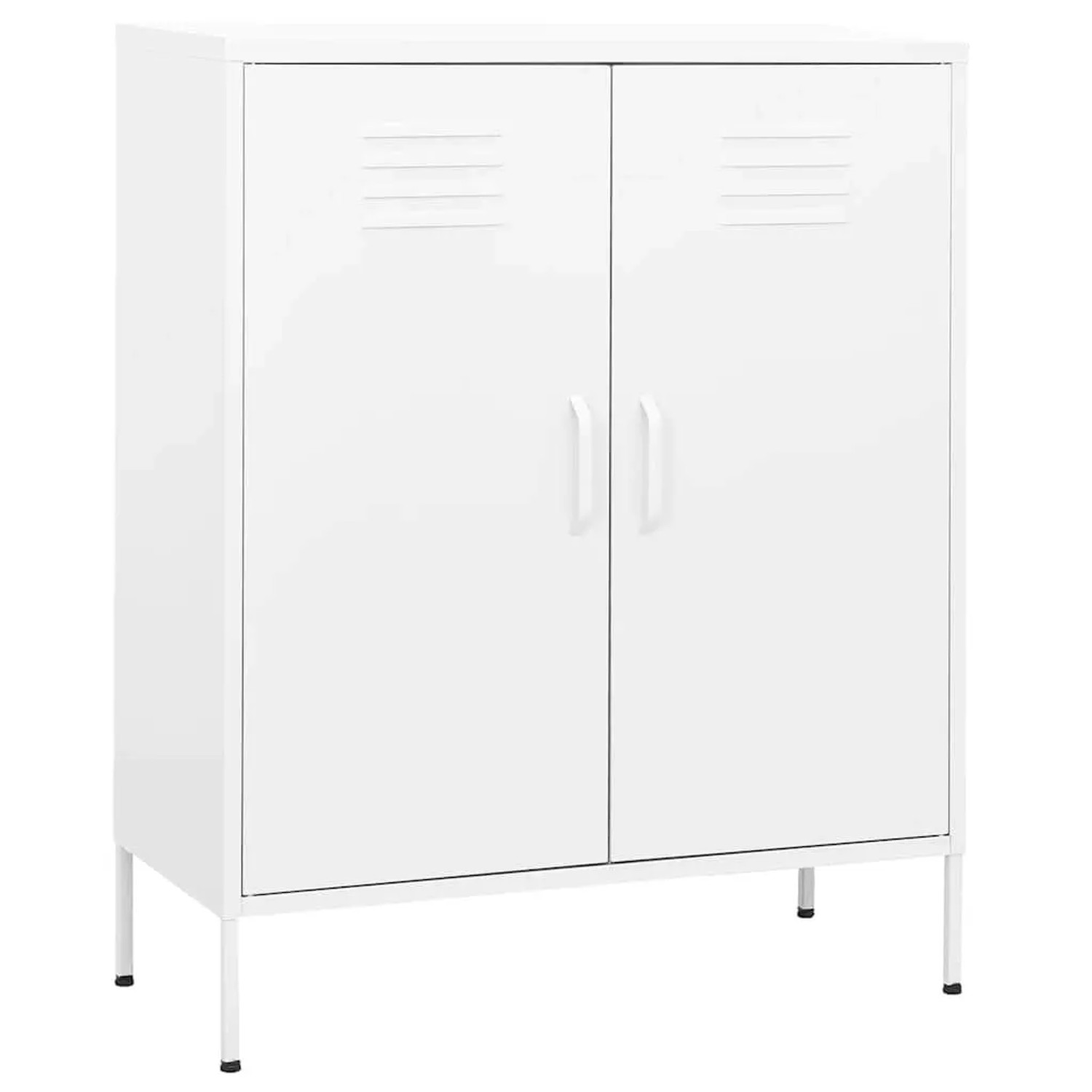 DELUKE Sideboard KEVI Metall Weiß 80x35x101,5cm Stahl  Flurschrank Metallschrank Lagerschrank Beistellschrank Wohnzimmer