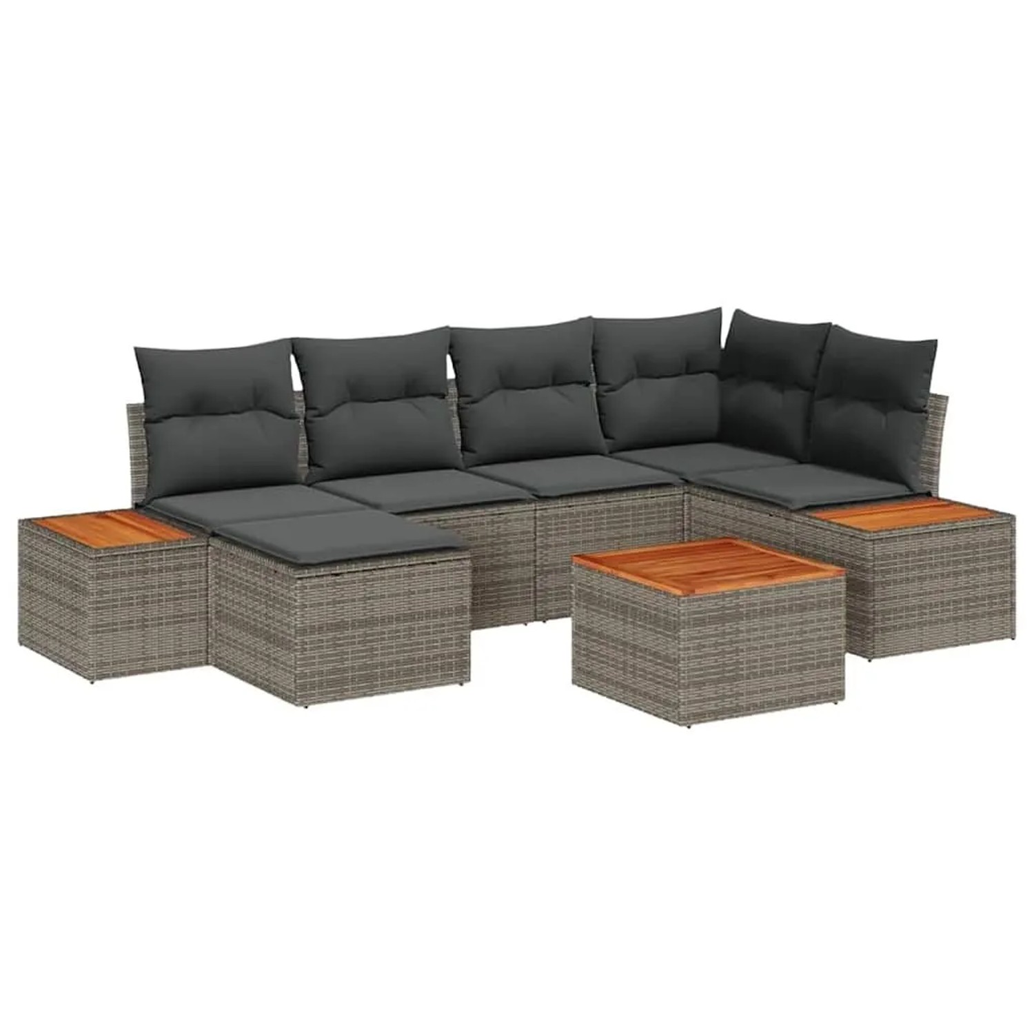 Thumbnail - vidaXL Gartensofa-Set mit Kissen mit Speicher 7 Stk Grau Polyrattan 3356794
