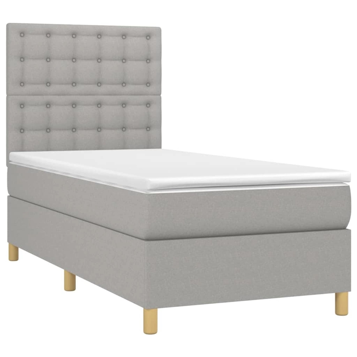 vidaXL Boxspringbett mit Matratze & LED Hellgrau 80x200 cm Stoff 3135709 günstig online kaufen