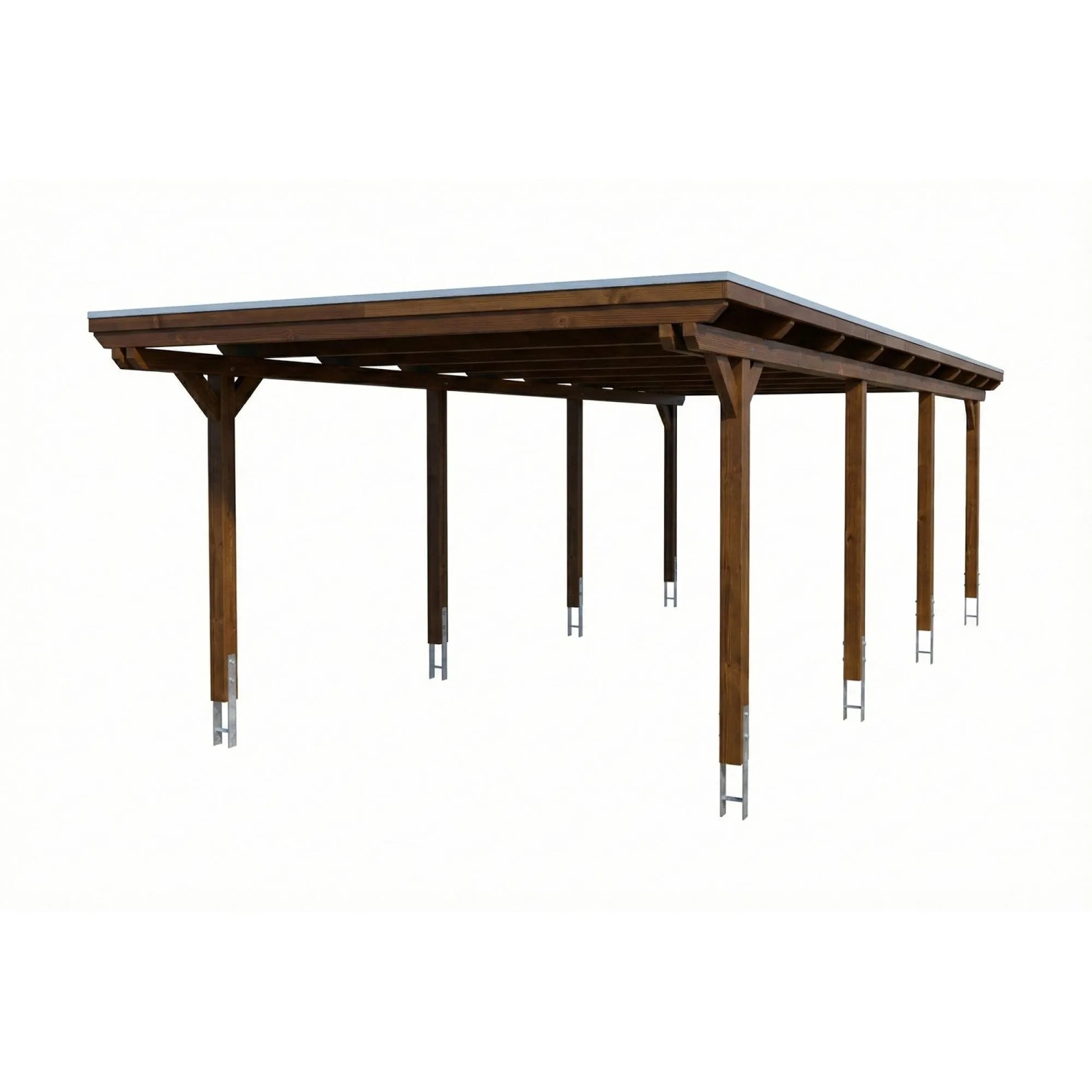 Skan Holz Carport Emsland EPDM-Dach 402 cm x 846 cm Nussbaum