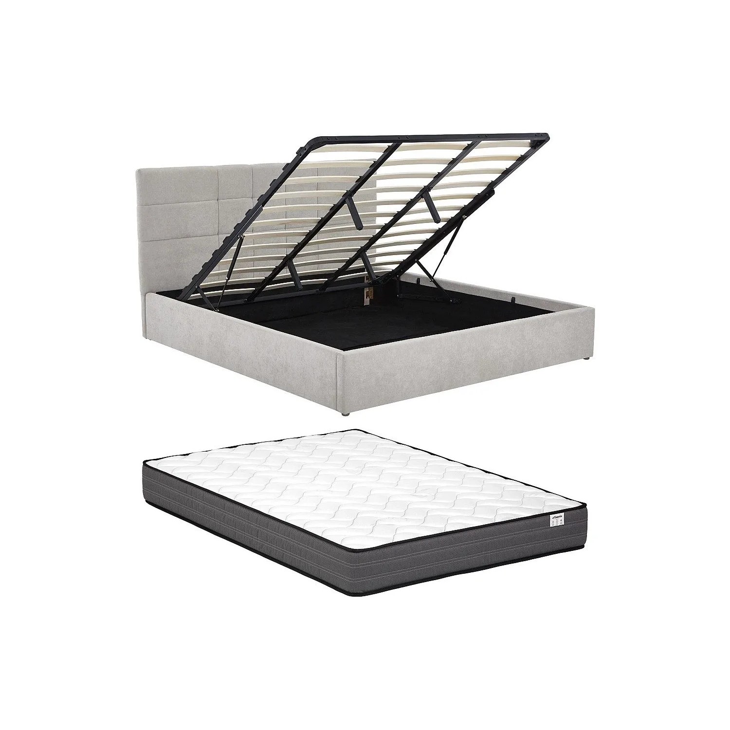 Vente-unique Bett Mit Bettkasten Hopeya Hellgrau 194 cm