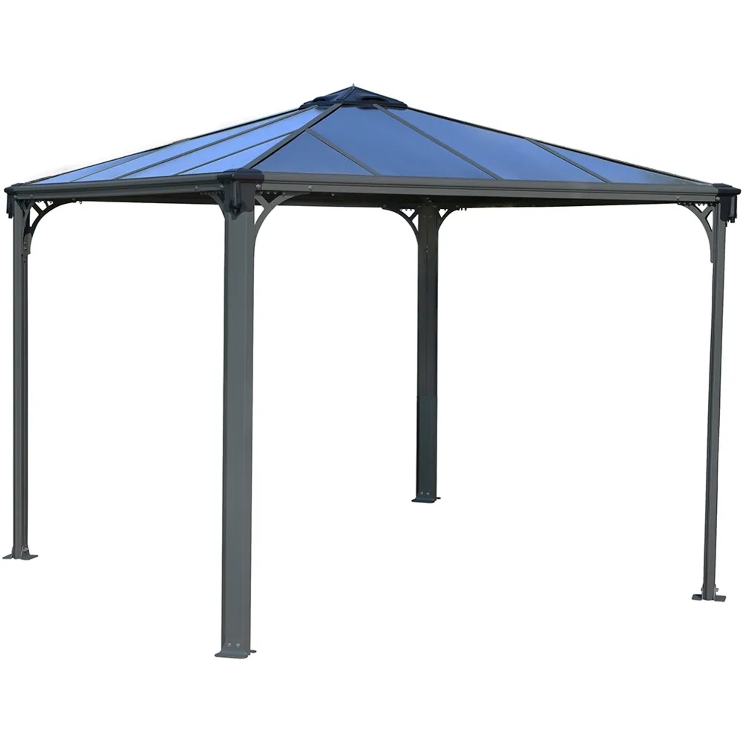 Palram Palermo 3x3 Gartenpavillon in Anthrazit mit LED-Set. Stabiler Pavillon mit Dach aus Polycarbonat.