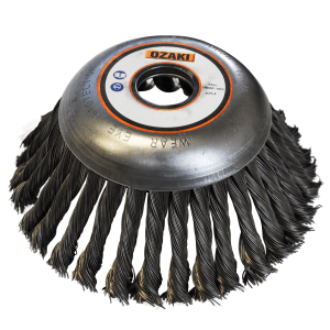 Ozaki Unkrautbürste, Ø 150mm, 45° Winkel, Metallborsten für Motorsense. Ideal für Pflaster und Gehwege.