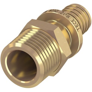 Teceflex Übergangsnippel 20 mm x R 1/2 aus Siliziumbronze für Gewindefittings.