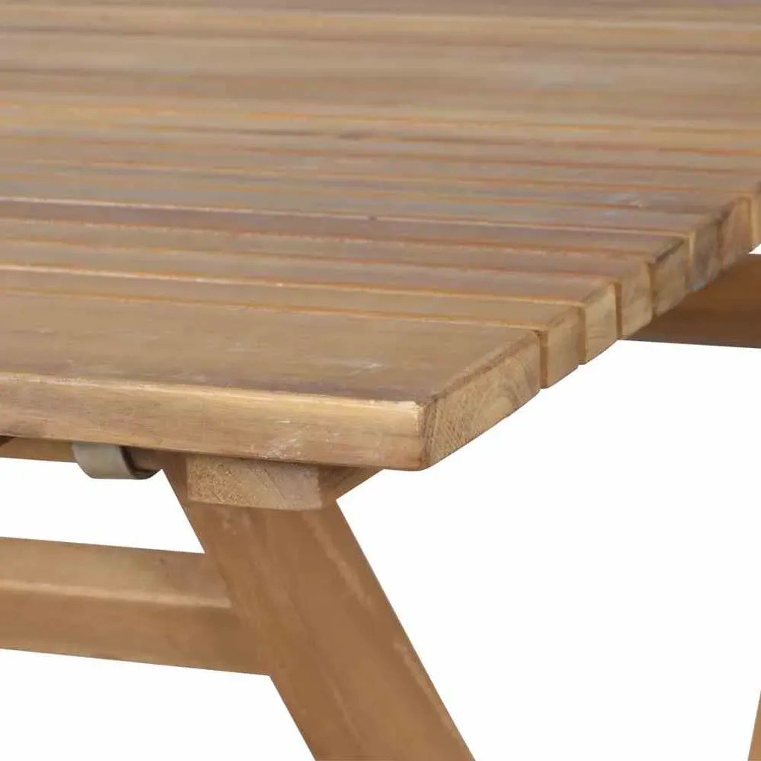 Detailansicht des rechteckigen Siena Garden Klapptisch Falun (80x120cm) aus Holz. Gartentisch mit Klappfunktion.