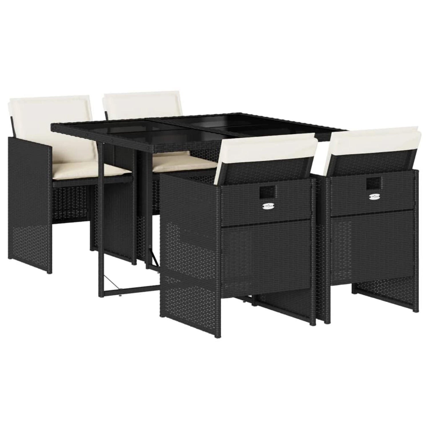 vidaXL 5-Tlg Garten-Essgruppe mit Kissen Schwarz Poly Rattan 3210534 günstig online kaufen