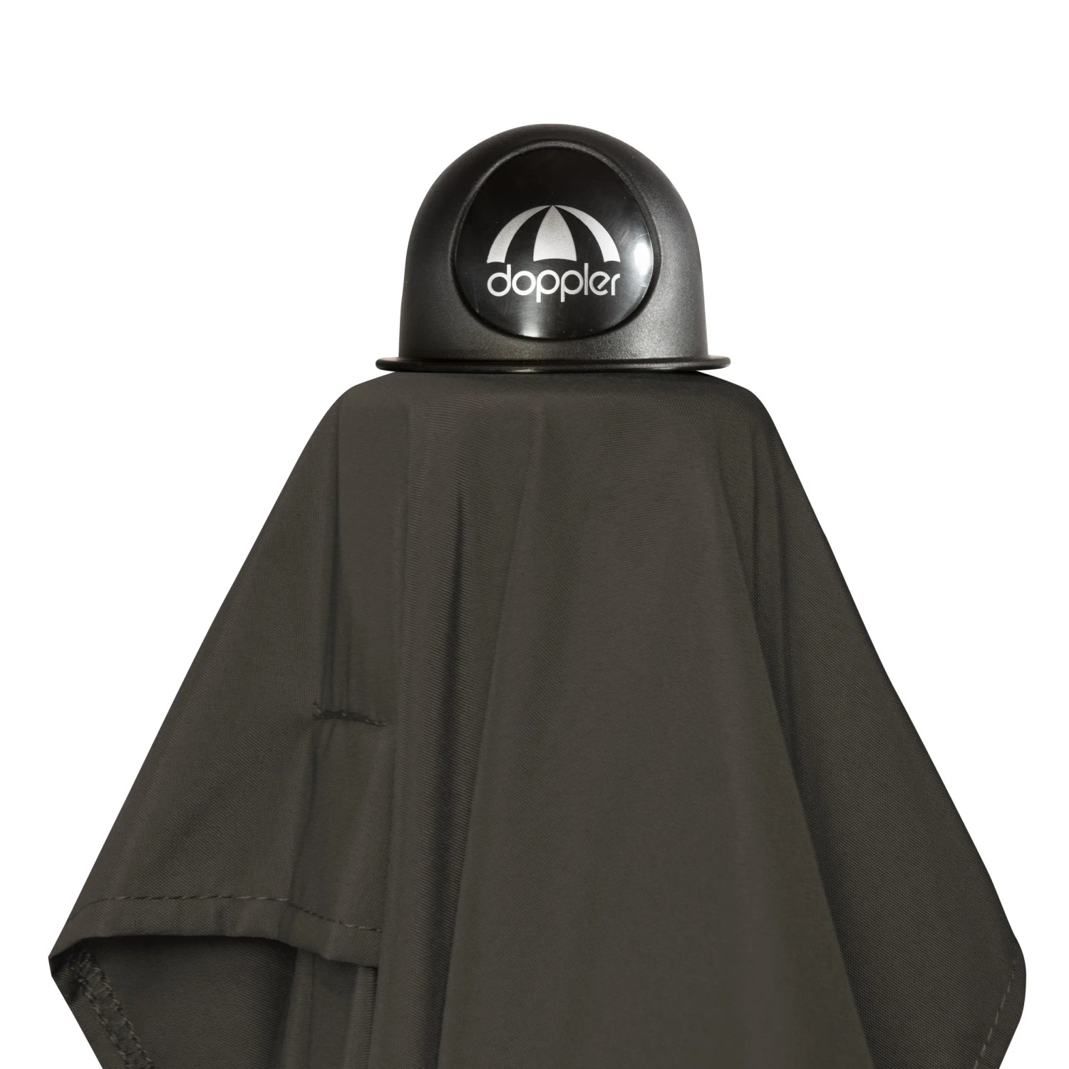Detailaufnahme: Anthrazitfarbener Doppler Marktschirm Active 210x140 cm mit Knickfunktion.
