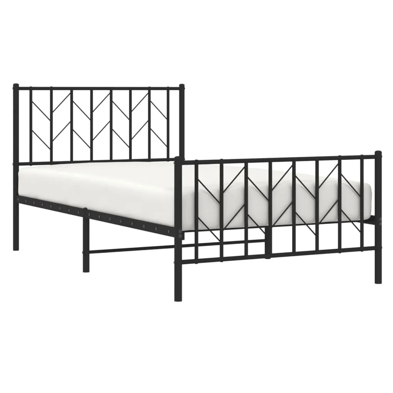 vidaXL Bettgestell mit Kopf- und Fußteil Metall Schwarz 100x190 cm 374449