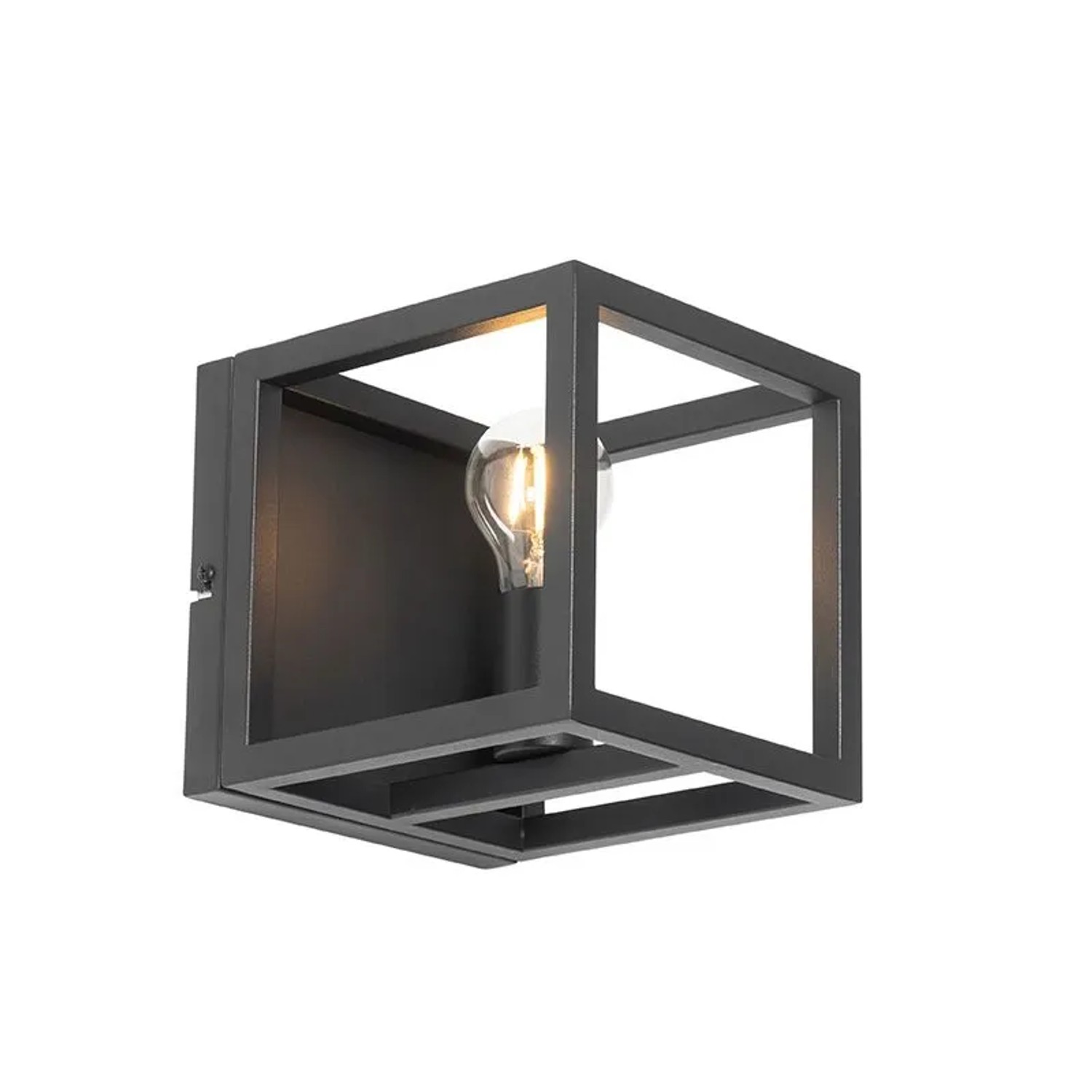 QAZQA Industrielle Wandleuchte Schwarz Würfel Cage