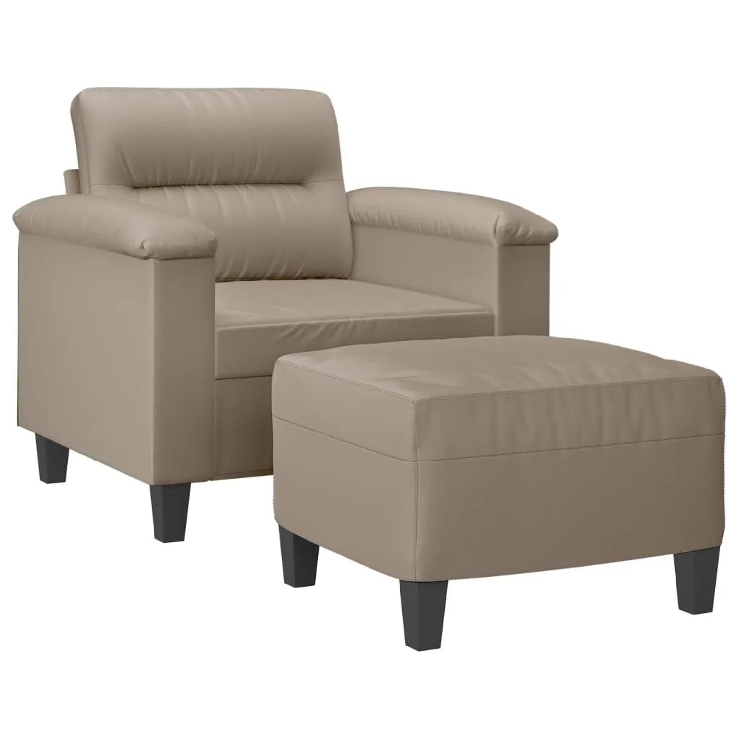 vidaXL Sessel mit Hocker Taupe 60 cm Mikrofasergewebe 3201225