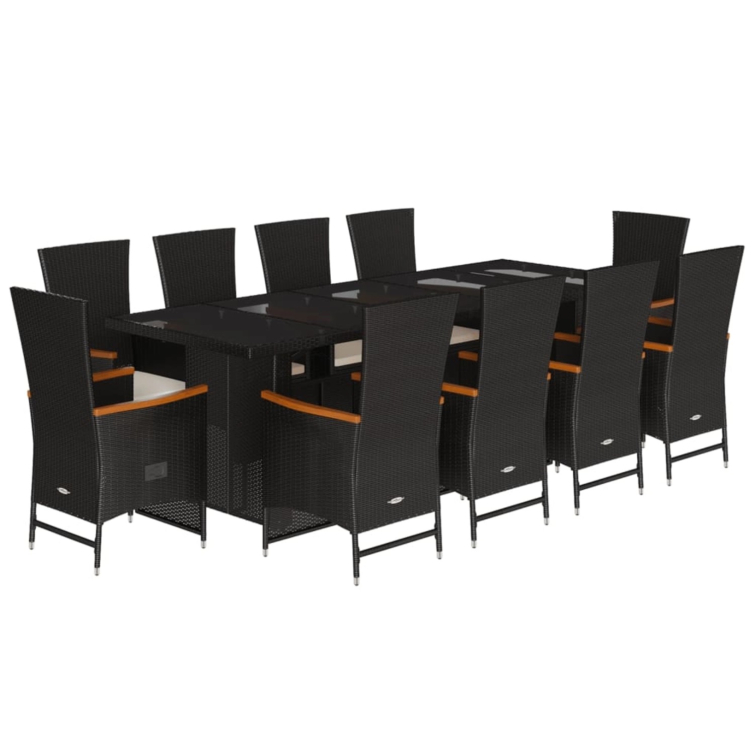 vidaXL 11-Tlg Garten-Essgruppe mit Kissen Schwarz Poly Rattan 3277536 günstig online kaufen