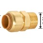 Stecknippel aus Messing, 15 mm x 21 mm (R 1/2), für Gewindefittings in Heizung und Wasserinstallation.
