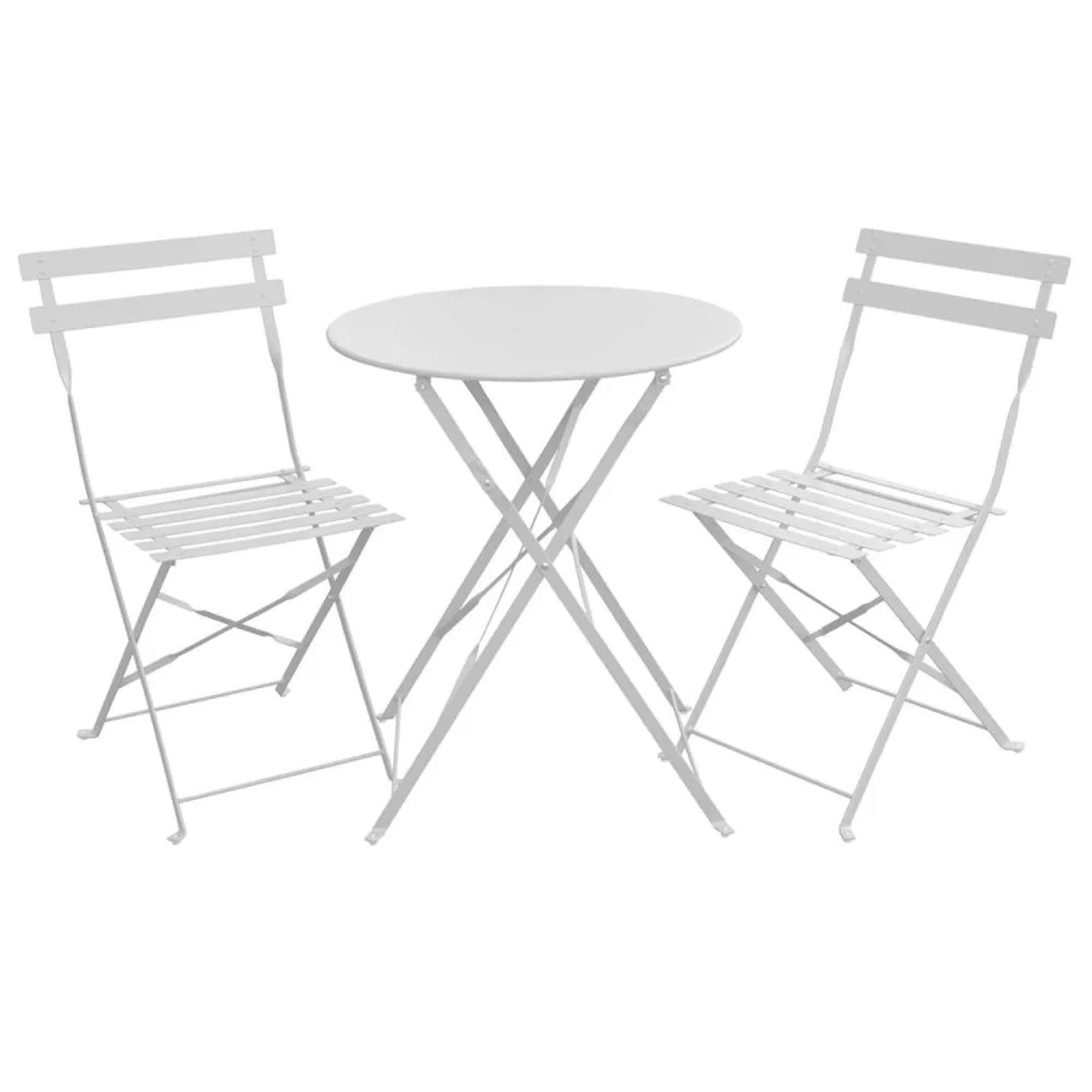 Svita Berlin Balkonmöbel Bistroset Stuhl Tisch Garten Bistro Cafe Metall Klappmöbel Weiß