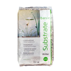 Velda Teichsubstrat 20 Liter in transparenter Tüte mit Teichmotiv und Wasserlilie. Nährboden für Teiche.