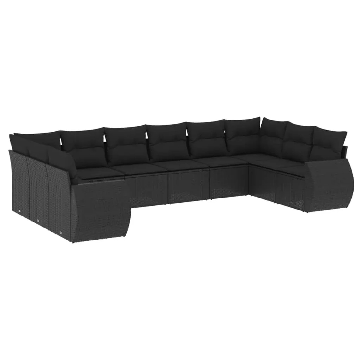vidaXL 10-Tlg Garten-Sofagarnitur mit Kissen Schwarz Poly Rattan 3221864 günstig online kaufen