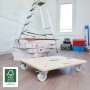 Wagner Transporthilfe Allrounder Birke mit Rollen und Kartons im Hintergrund.