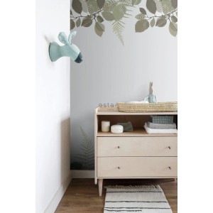 ESTAhome Fototapete Waldtiere in Grün/Braun (100x279 cm) im Kinderzimmer.