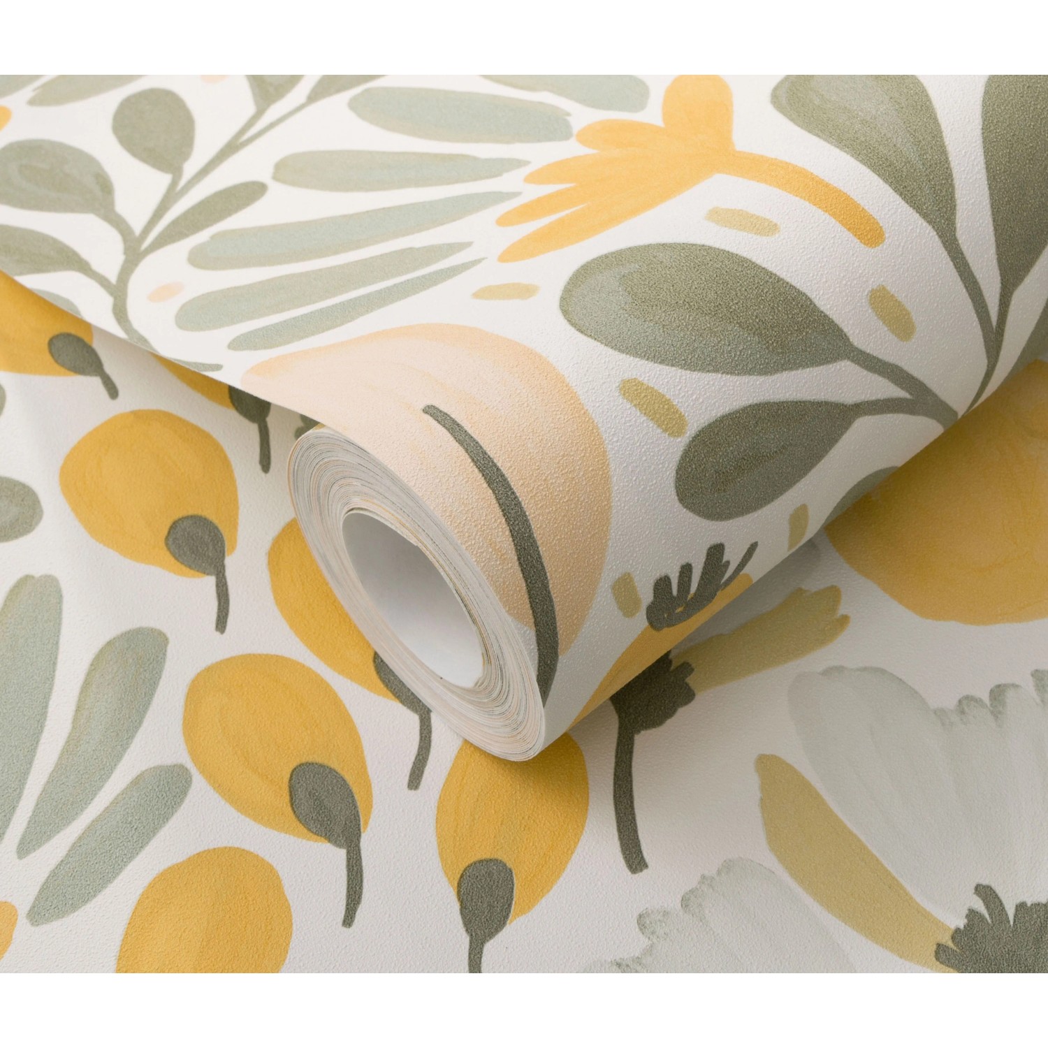 Erismann Vliestapete La Terrasse Jardin Poetique, beige-grün mit floralem Muster.