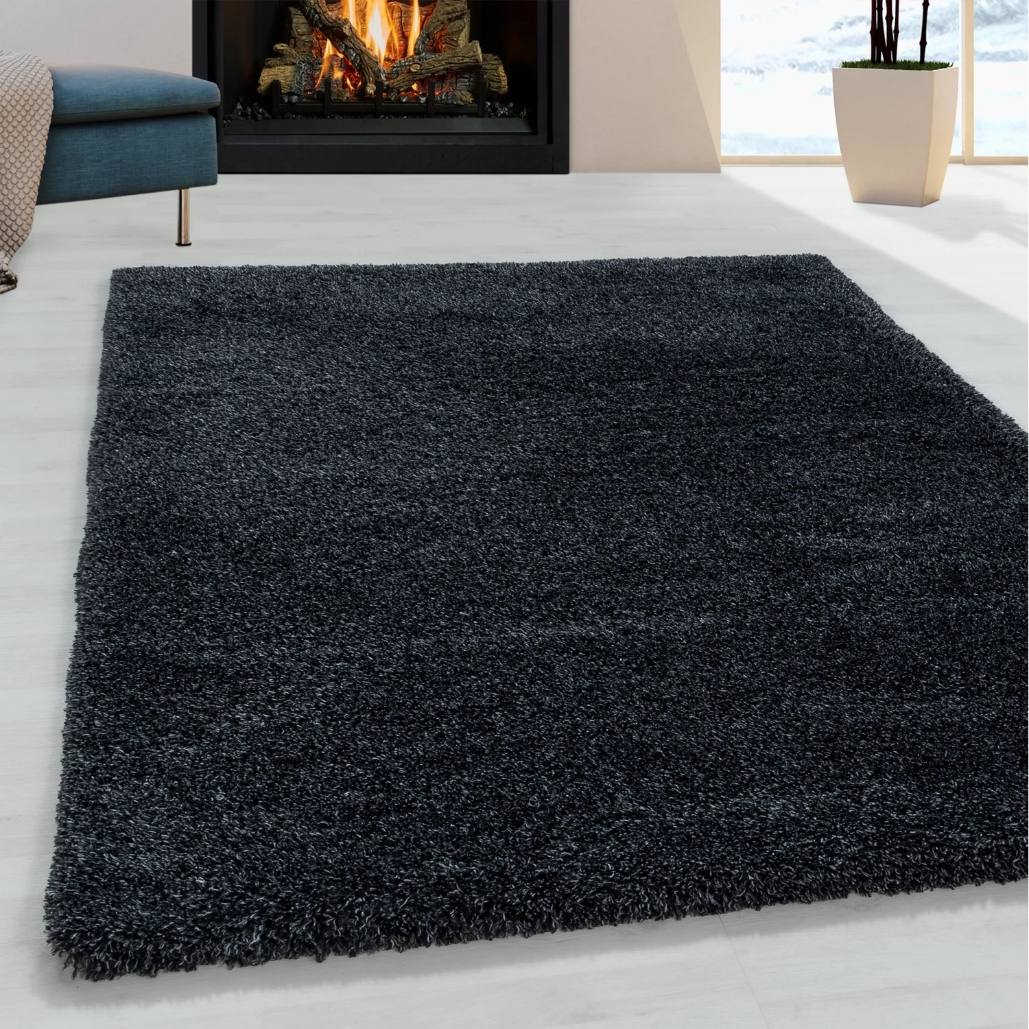 Ayyildiz Hochflorteppich Fluffy 3500, anthrazit, 160x230 cm. Weicher, einfarbiger Shaggy-Teppich.