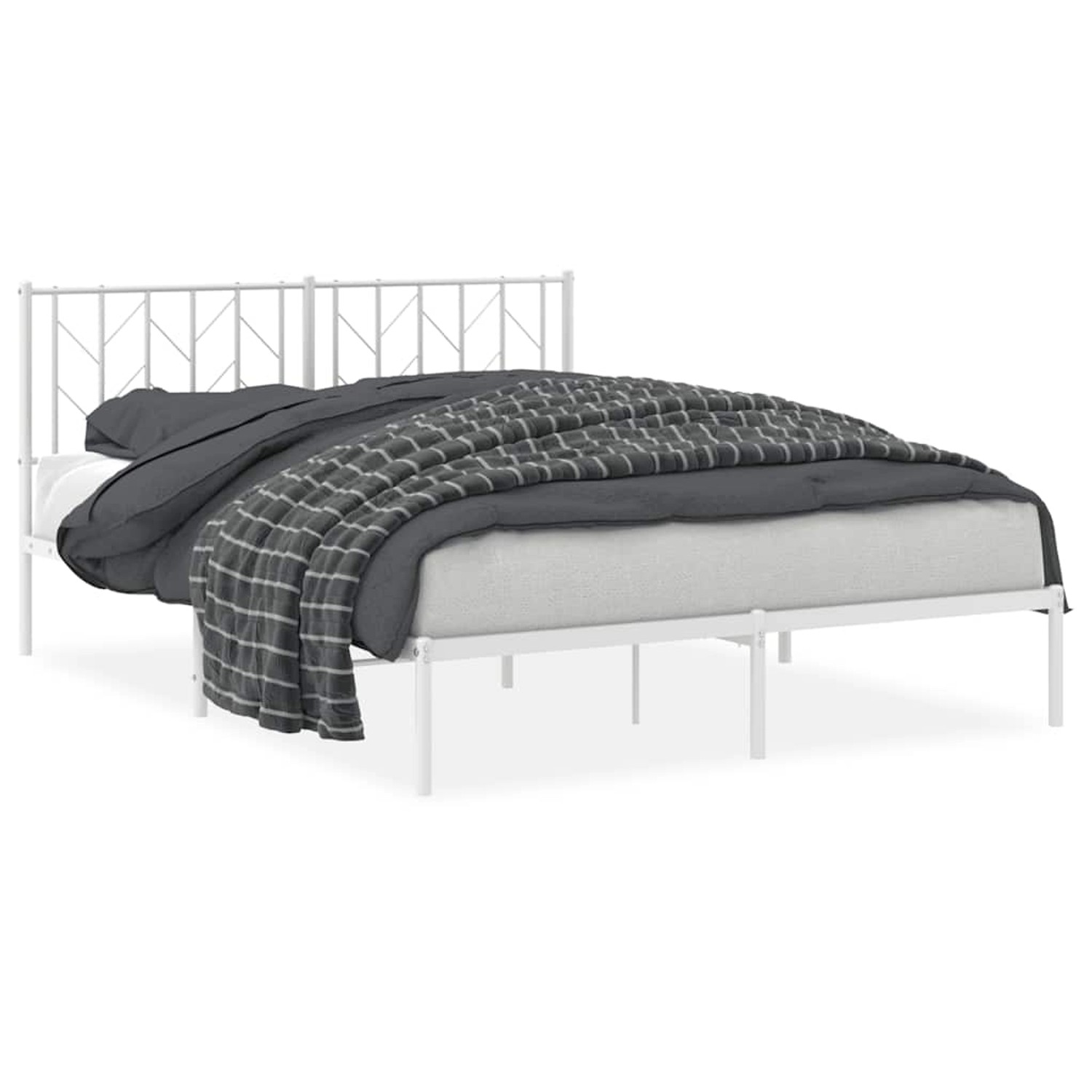 vidaXL Bettgestell mit Kopfteil Metall Weiß 150x200 cm 374488 günstig online kaufen