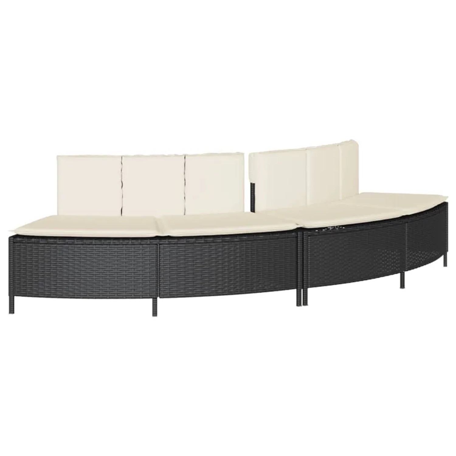 vidaXL Whirlpool-Bänke mit Auflagen 2 Stk Schwarz Poly Rattan 365618