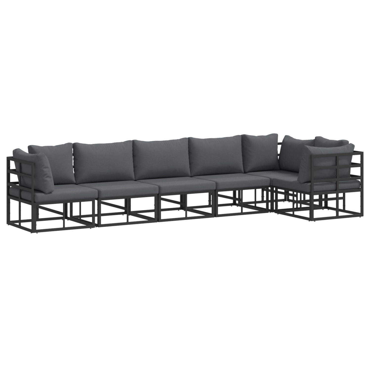 vidaXL Garten-Sofa-Set mit Kissen 6-Tlg Schwarz Aluminium 3378868 günstig online kaufen
