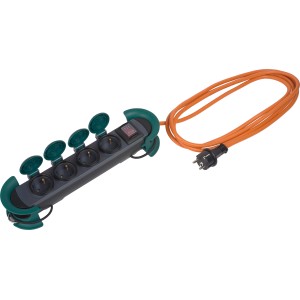 4-fach Steckdosenleiste mit Schalter, IP44, 3m Kabel, für Außenbereich geeignet.