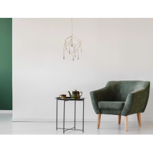 Moderne LED-Pendelleuchte Araneus in Chrom, 15 cm, mit dekorativen Kristallanhängern für Wohnräume.