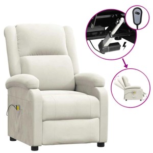 vidaXL Massagesessel Elektrisch Creme Samt 3098413