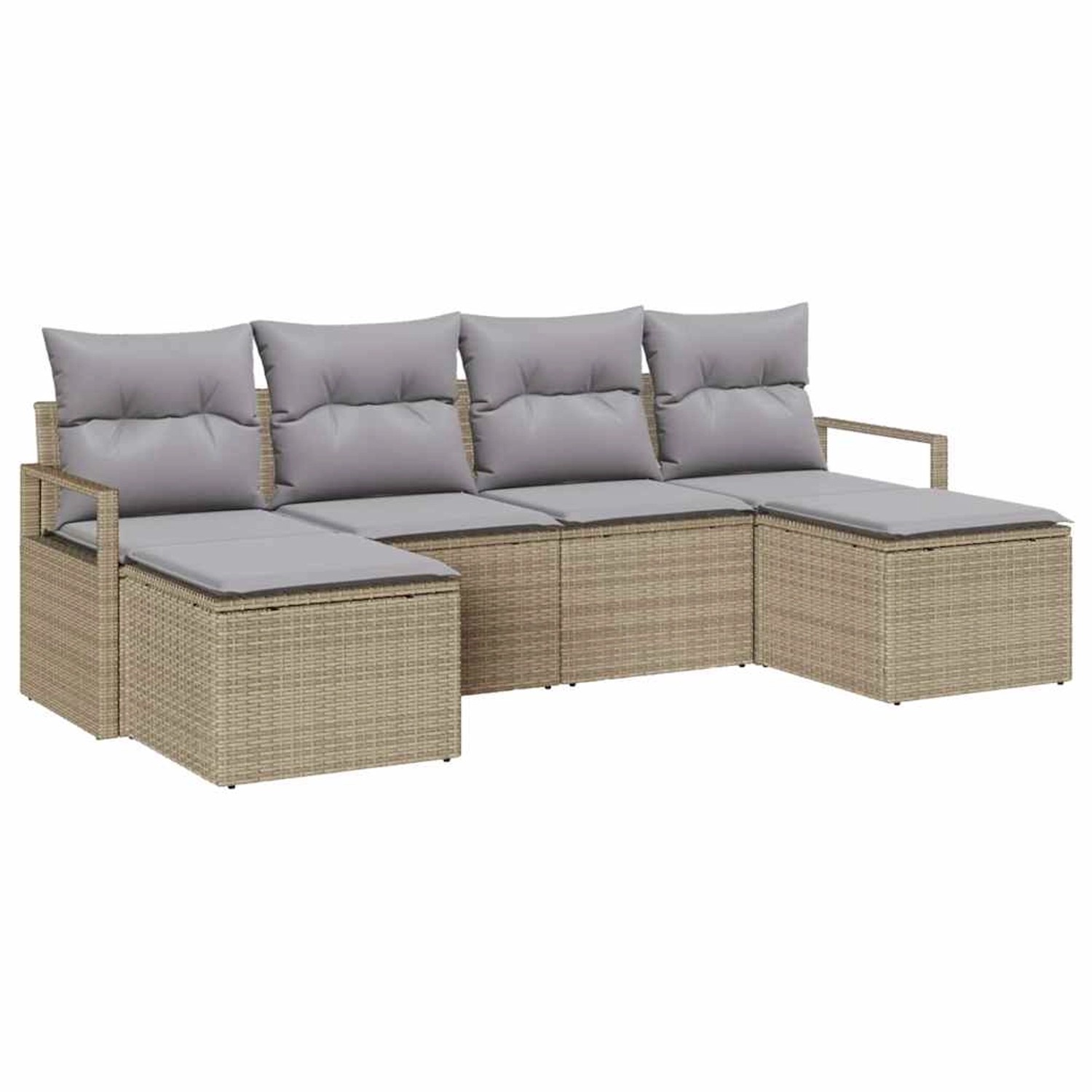 vidaXL Garten-Sofa-Set 6-Tlg Beige Poly Rattan 3346490 günstig online kaufen