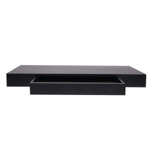 Schwarzes Wandregal mit Schublade (80x25cm) für die Wandmontage.