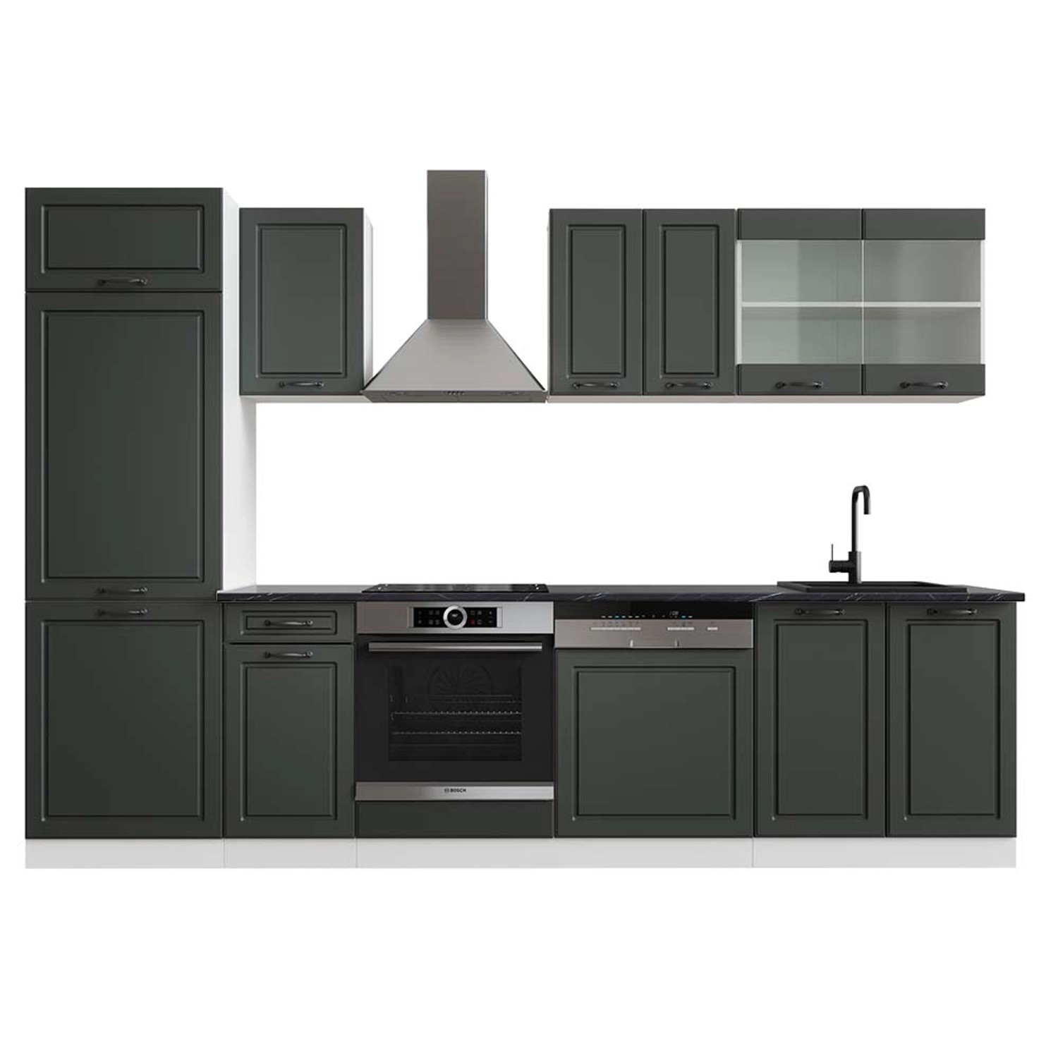Vicco R-Line Küchenzeile Anthrazit Landhaus/Weiß 300 cm AP Anthrazit günstig online kaufen
